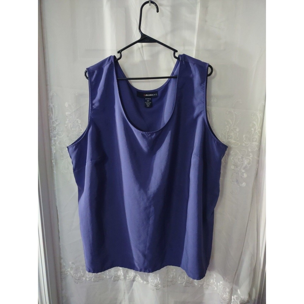 Denim 24/7 Top Plus Size 30W Purple Sleeveless